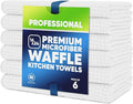 Kitchen Towels - Microfiber Waffle Weave Towels | Absorbent, No Lint, Thick, Reusable, Commercial, Soft, Hand, Tea, Glass, Bar, Sublimation Blank, Polyester Cloths (White, 16 x 24 (6 Pack))