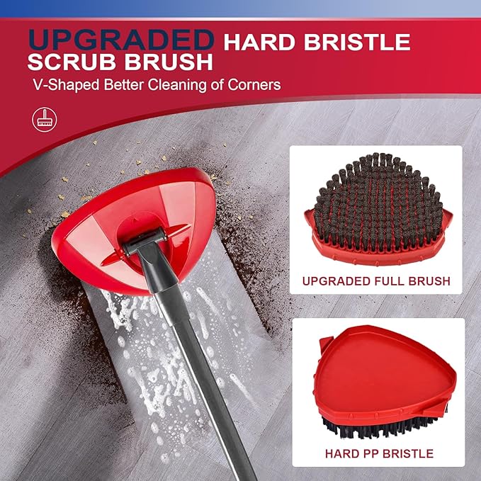 Upgraded Scrub Brush Compatible with O-Cedar EasyWring 1 System 7 Pack Triangle Mop Reusable Mop Pads Mop Head Mop Replacement Set with Base for Deep Clean White and Green