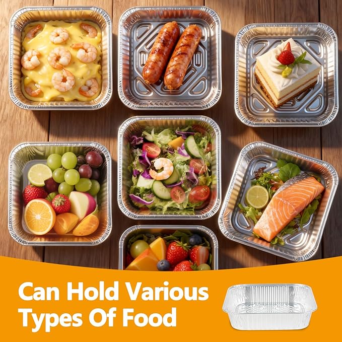 8x8 Thickened Aluminum Foil Pans, 20Pack Disposable Aluminum Pans for Roasting, Baking, Cooking, Food Prep, Chafing, Steam Table, Oven, Cake, and Party Catering.