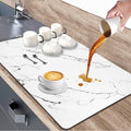 Dish Drying Mat for Kitchen Counter, 12"x19" Heat Resistant Drainer Mats with Non-slip Rubber Backed, Hide Stain Kitchen Drying Mat Super Absorbent Draining Mat, Easy to Clean Dish Rack Pad (White)