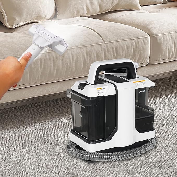 Portable Carpet Cleaner, 450W Sofa & Upholstery Cleaner with Handle, Deep Cleaning Machine for Carpets, Couch, Curtain, Chairs, with Dual Size Cleaning Brushes