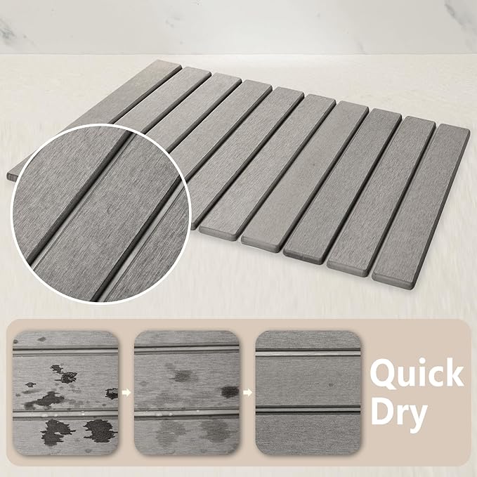 Large Stone Dish Drying Mat for Kitchen Counter, Stone Drying Mat for Kitchen Counter, Quick Dry Absorbent Diatomaceous Earth Mat for Dishes, Cups, Bottles, Any Countertop, 24"×16", Gray