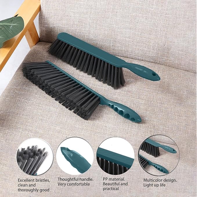 2pcs Hand Broom Soft Bristle Cleaning Brush with Handle Small Brooms Hand Brushes for Cleanings Mini Brooms Comfortable Grip Brush for Sofa Bed Car Bedroom Cleaning Broom Tools Apartment Essentials