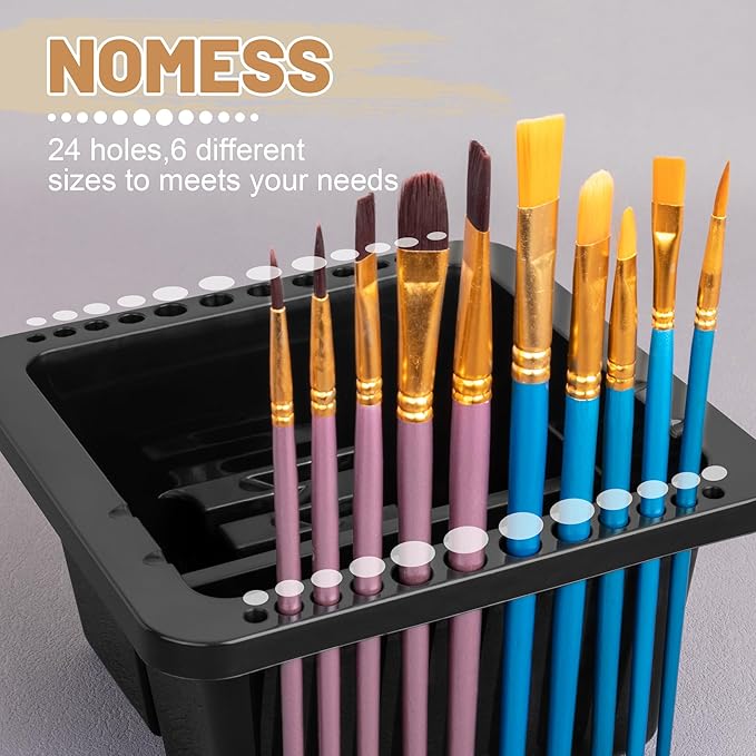 MyLifeUNIT Paint Brush Cleaner, Paint Brush Holder and Organizers for Acrylic, Watercolor, and Water-Based Paints (Black)