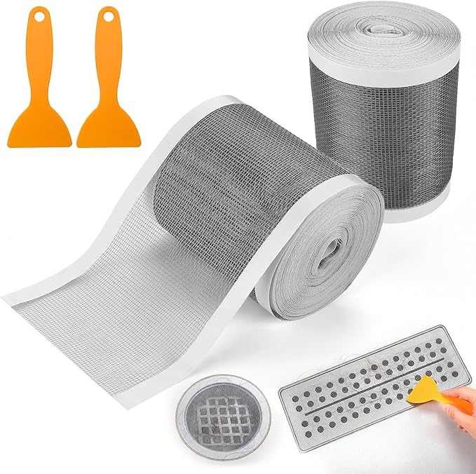 2 Pack Disposable Shower Drain Hair Catcher with Removal Tool, Self-Adhesive Floor Drain Covers Stickers for Linear Shower Drain Bathroom Home Kitchen, 4 Inch /4.7 Inch x 33 ft