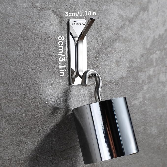 YIGII Adhesive Hooks -4 Packs Wall Hooks for Hanging Towels, Clothes, Robes Stick On Towel Hooks No Drill for Bathrooms Kitchen Stainless Steel