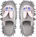 Liitrton Mop Slippers Cartoon Mop Shoes, Washable Microfiber Slippers for Floor Cleaning, Detachable Mopping Slippers for Women Home Floor Cleaning Tools (Grey Rabbit, Women 7-9/Men 5-7)
