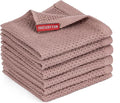 BOOMIBOO 6-Pack Kitchen Dish Cloths, 100% Cotton Waffle Weave, Ultra Soft Absorbent, Quick Drying Dish Towels, 12x12 Inches, Brown ﻿