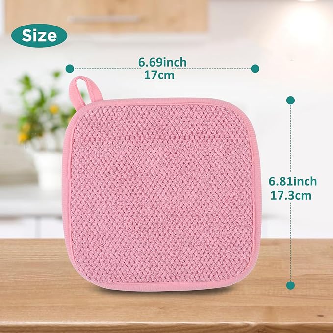 Microfiber Dish Drying Mat, Super Absorbent Kitchen Dish Drying Pad, Reversible for Countertop, 7*7 inch Pink