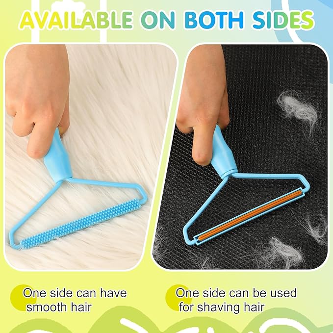 Honeydak 3 Pieces Hair Remover Tool Dog Hair Remover Pro Silicone Cleaner Brush Roller Fuzz Hairball Brush for Carpet Rake, Car Mat, Couch, Pet Bed, Clothes (Yellow, Light Blue)