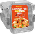 Aluminum Pans Foil Pans with Lids, 20 Pack 9x13 Disposable Trays Half Size Heavy Duty Steam Table Tin Foil Trays Food Containers For Cooking, Heating, Meal Prep, Baking, Roasting