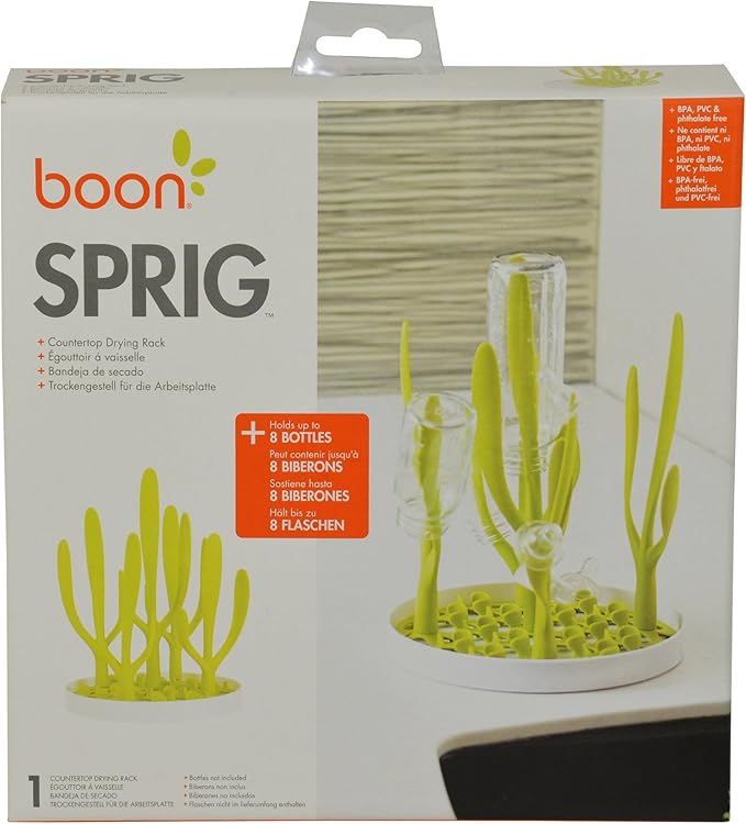 Boon Sprig Countertop Baby Bottle Drying Rack - Nature Inspired Upright Bottle Rack Dryer -Upright Drying Rack for Bottles and Baby Accessories - Baby Bottle-Feeding Supplies