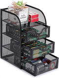 BTSKY Metal Mesh Battery Storage Organizer for AA, AAA, 9V, C Batteries, 3-Drawer Storage Box Battery Holder Organizer for Common Types Batteries, Household Container (Batteries Not Included)