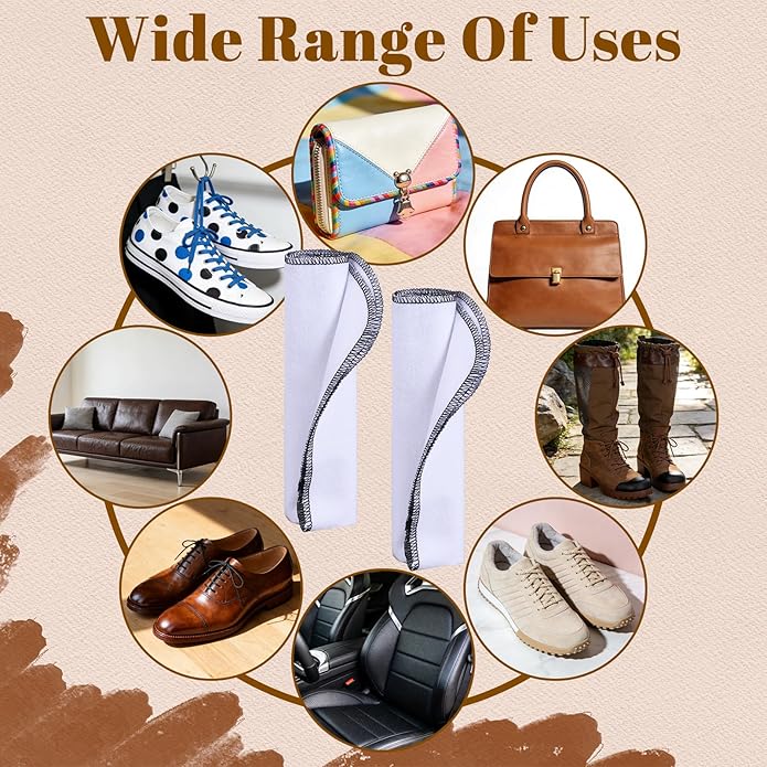 4 Pack Suede Fabric Shoe Shine Cloth Set, 35 x 35 cm Reusable Shoe Polish Cloths, Professional Polishing Cloth for Cleaning Shoes, Boots, and Leather Goods