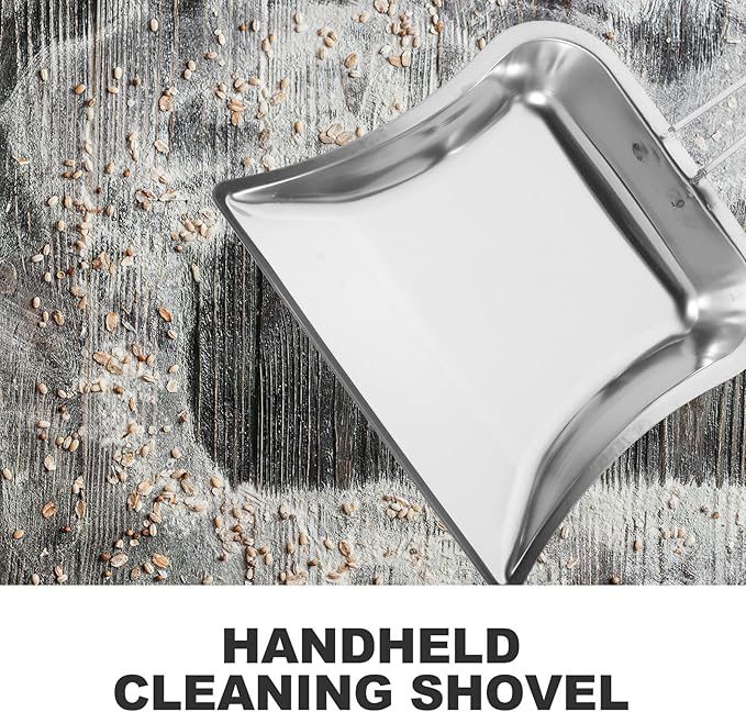 Stainless Steel Handheld Dustpan with Handle 2pcs, Portable Practical Trash Shovel Set for Kitchen and Household Cleaning