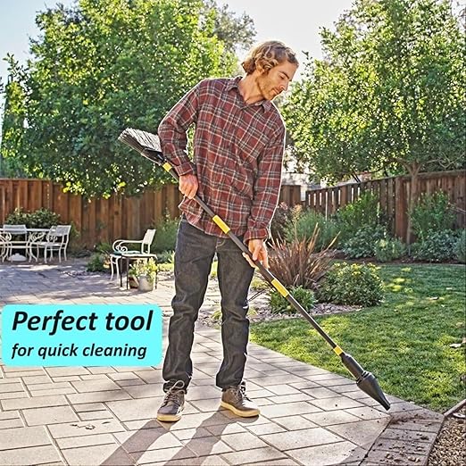 Outdoor Broom with Built-in Lightweight Rechargeable Cordless Mini Leaf Blower | Small Leaf Blower & Air Stick Blower Broom for Patio, Deck, Balcony, RV