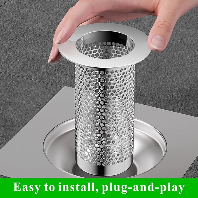 304 Stainless Steel Hair Catcher Floor Drain Bathroom Sink Drain Strainer Drain Filter (1 Piece, L-2)