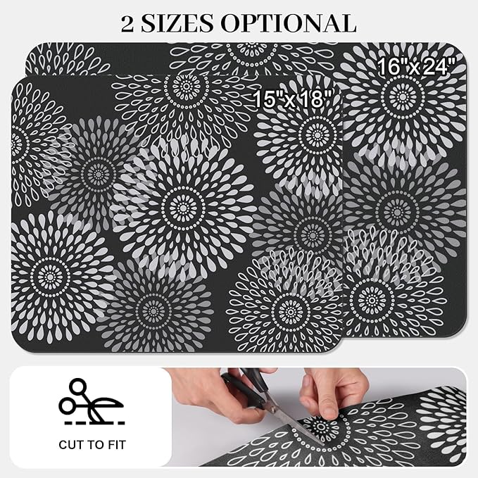 LuxStep Dish Drying Mat Super Absorbent Kitchen Counter Mat Rubber Backing Draining Mat Easy to Clean Kitchen Accessories Dish Rack Pad for Dishes, Utensils, Countertops, Sinks 15" x 18" Black
