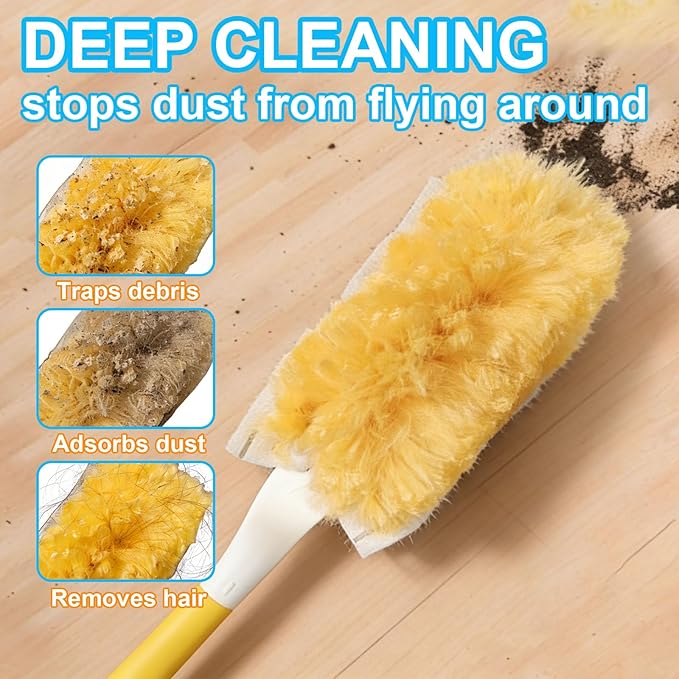 20 Pack Heavy Duty Duster Refills for Swiffer, Multi-Surface 360° Disposable Dusters Kit for Cleaning Dusting Electronics Furniture Blind Ceiling Fan (Handle is Not Included)