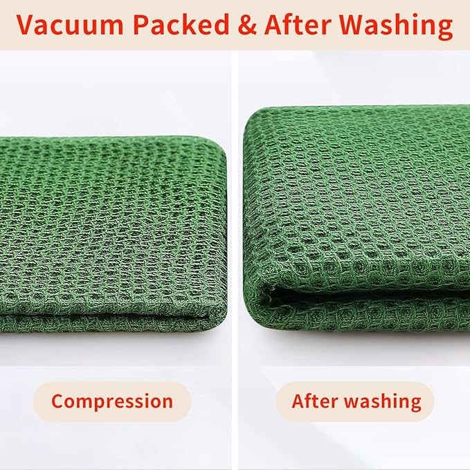Homaxy 100% Cotton Kitchen Towels and Dishcloths Set, 12 x 12 Inches and 13 x 28 Inches, Set of 10 Bulk Kitchen Towels Set, Ultra Soft Absorbent Dish Cloths for Washing Dishes, Grass Green