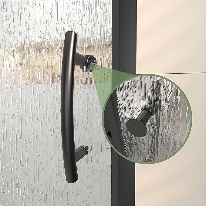 44-48" W x 71" H Pivot Glass Shower Door,1/4"(6mm) Thick SGCC Tempered Rain Glass,Matte Black Shower Door Adjustable Width,Reversible Installation