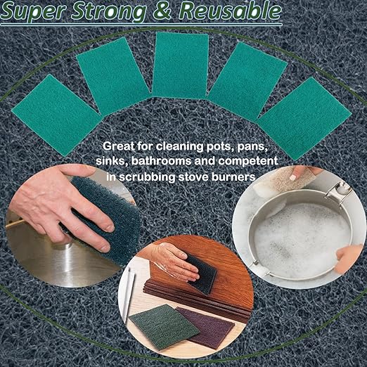10 Pack 6" x 9" 240 Grit General Purpose Scuff Pads for Scuffing, Scouring, Sanding, Paint Primer Prep Adhesion Scratch - Surface Preparation Automotive Car Auto Body Woodworking (Green)