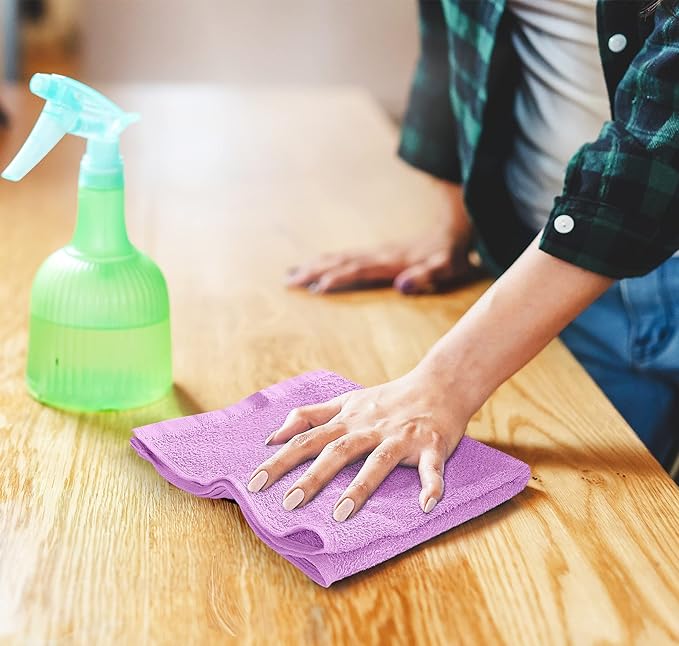 Utopia Towels Kitchen Bar Mops, Pack of 12, 16 by 19 Inches, 100% Cotton Super Absorbent Lavender Towels, Multi-Purpose Cleaning Towels for Home and Kitchen Bars