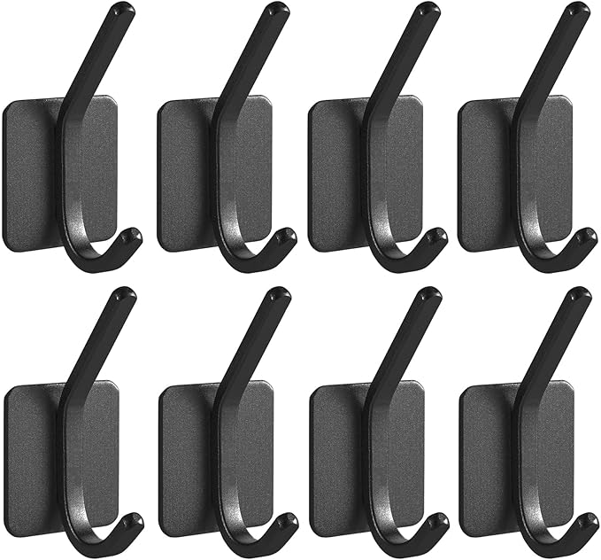 Paoli Heavy Duty Self Adhesive Hooks - Sturdy self Adhesive Hooks for Home, School and Office Easy to fit and Remove,with a Maximum Load Capacity of 30lb(Black 8PC)