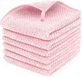 6 Piece Washcloth Set,100% Microfiber - Quick Dry, Thick, Soft, Plush and Highly Absorbent Luxury Hotel & Spa Bath Towel for Bathroom, Pack of 6, Pink