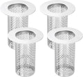 uxcell 4 Pack Shower Drain Strainer, 3.2" x 2.6" 304 Stainless Steel Floor Drain Strainer Deep Sink Hair Catcher for Kitchen Bathroom Balcony Floor Drain, Fit Hole Size from 1.5" to 2.6"