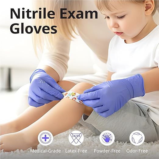 Disposable Nitrile Exam Gloves, 3-mil, XS, Case of 1000, Violet Nitrile Gloves Disposable Latex Free for Medical, Cleaning, Cooking & Esthetician, Food-Safe, Powder-Free, Non-Sterile, Purple
