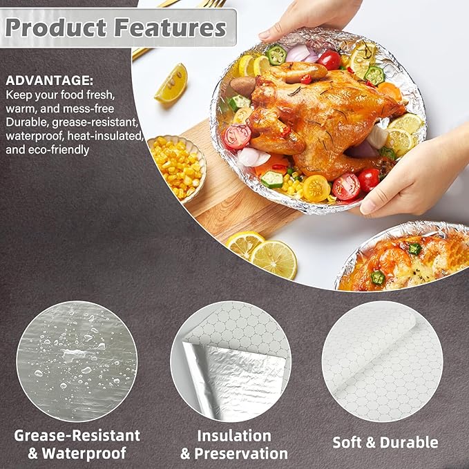 200 Pack Premium Insulated Foil Sandwich Wrap Sheets, 12"x12" Pre-Cut Foil Paper for Hot Dogs, Burgers, Burritos, Food Wrapping, Grease-Resistant and Waterproof, Heat & Cold Insulation for Freshness