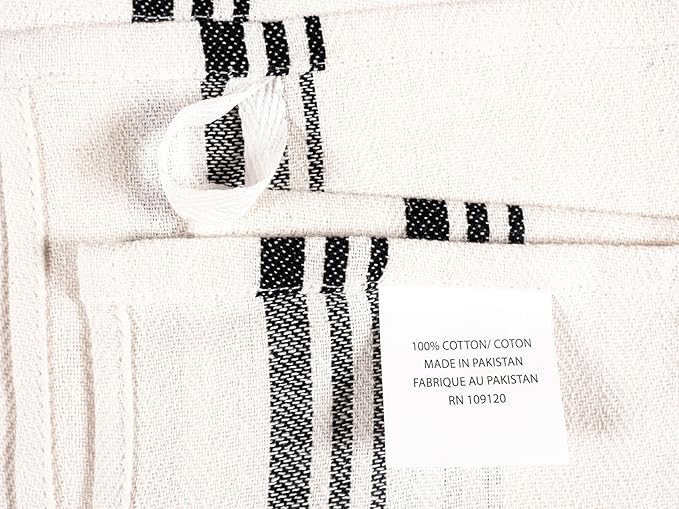KAF Home Assorted Flat Kitchen Towels |100% Cotton - 18 x 28 inches | Ultra Absorbent Soft Dish Towels | Perfect for Cooking, Cleaning, and Drying Hands (Black, 18 x 28-10 Pack)
