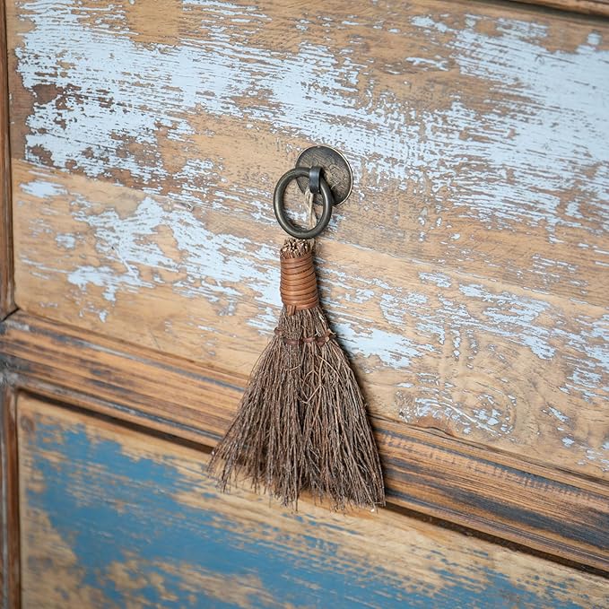 Apple Splendor Scented Broom – 6 Inch Rustic Heather Broom with Rope Loop for Easy Hanging – Farmhouse Kitchen Accent, Witchy Halloween Décor, Cozy Holiday Home Decoration & Door Protection