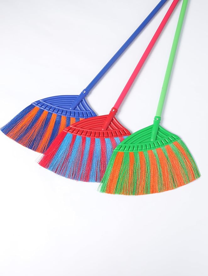 1 Pack Soft Sweeping Brooms /38” House Brooms for Sweeping Indoor& Outdoor Broom Cleaning/Asian Thailand Plastic Broom/Choi Nhua Thai LAN/Choi Nhua Quet Nha (1 pcs) (Blue Orange)