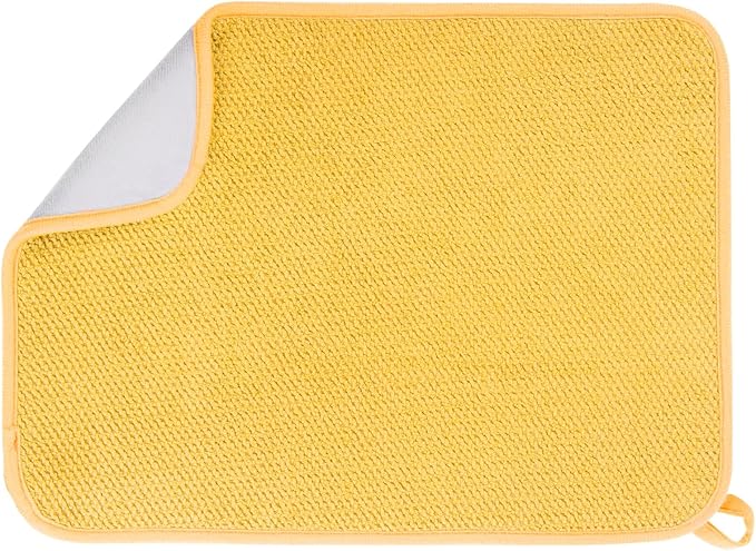 Microfiber Dish Drying Mat, Super Absorbent Kitchen Dish Drying Pad for Easter Day, Reversible Gift Mats for Countertop, 12 * 16 inch Yellow