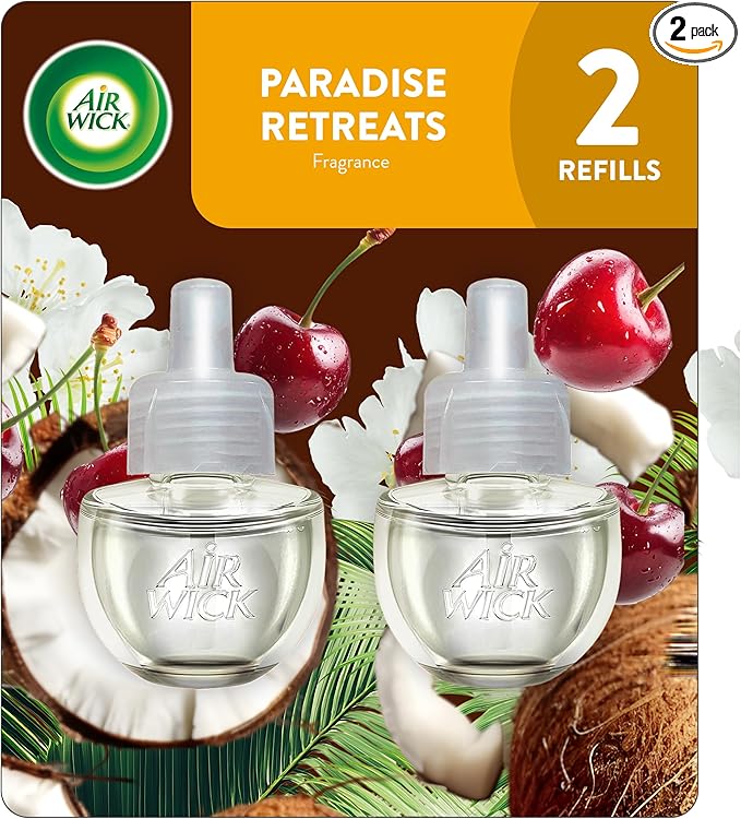 Air Wick Plug in Scented Oil Refill, 2ct, Paradise Retreat, Air Freshener, Essential Oils