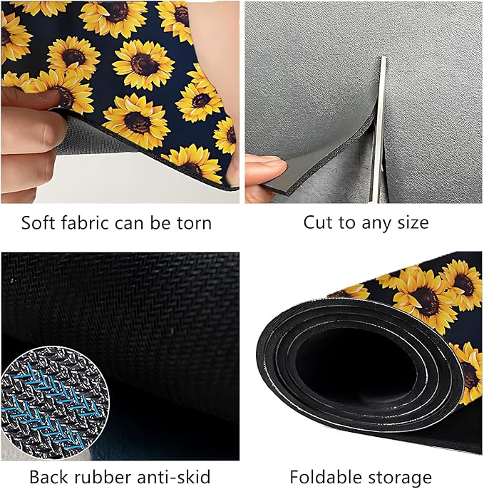Dish Drying Mat Foldable Fall Kitchen Drying Mat Absorbent Sink Mat Multi-Purpose Coffee Pad Easy To Clean,Kitchen Gadgets,sunflower decor(sunflower) (16inches*18inches)