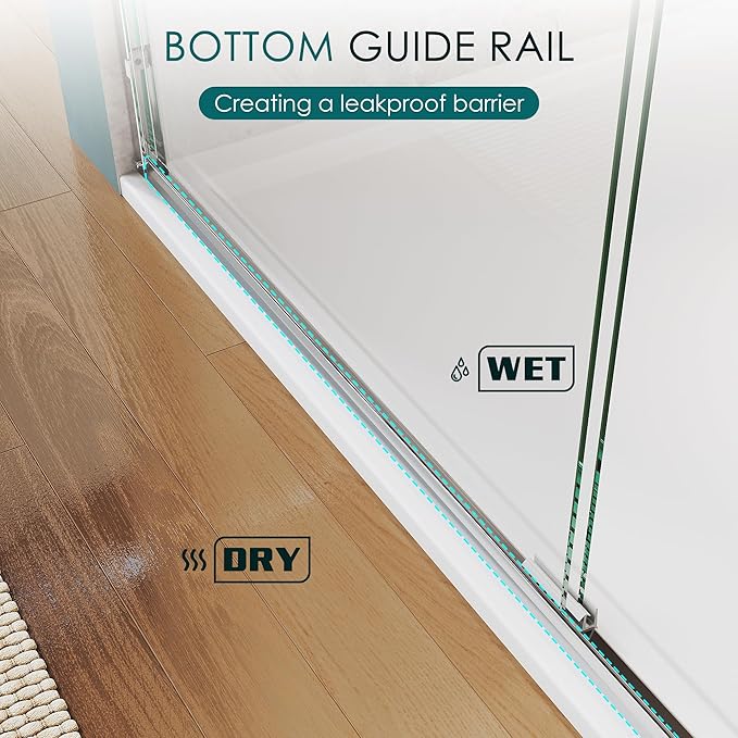 ELEGANT Double Sliding Shower Door 56-60" W x 72" H, Semi-Frameless Bypass Shower Glass Door with Dual Towel Bar Handles, 1/4" Tempered Glass for Walk-in Shower, Chrome Finish