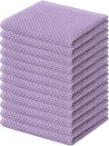 Kitinjoy 100% Cotton Kitchen Dish Cloths (12 X 12 Inches, Lavender), 12 Pack Waffle Weave Ultra Soft Absorbent Dish Towels for Drying Dishes Quick Drying Kitchen Towels Dish Rags