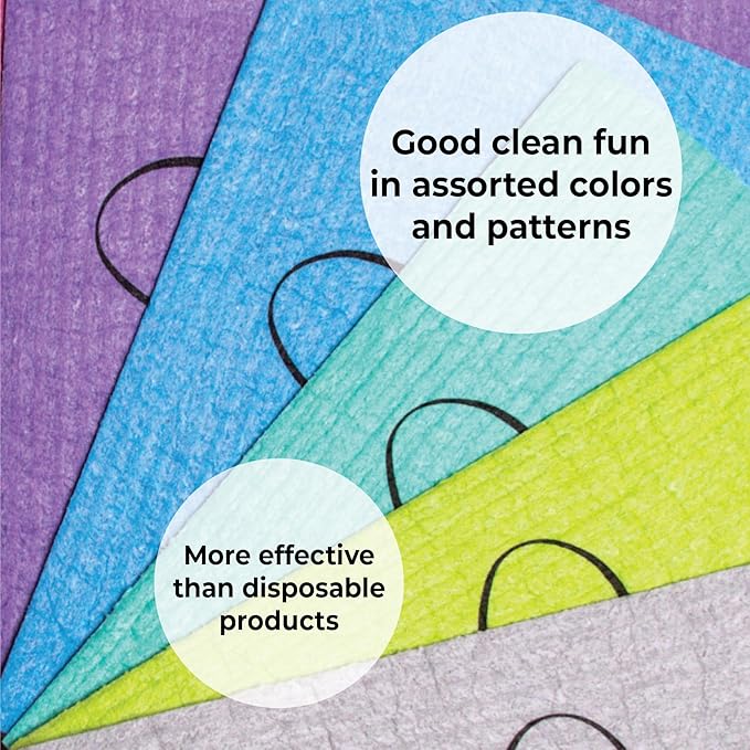 Skoy Cloth, 10-Pack Versatile Swedish Dishcloths for Kitchen and Household Use, Reusable Cleaning Cloths, Planet-Friendly, Dishwasher and Dryer-Safe, Children are The Future