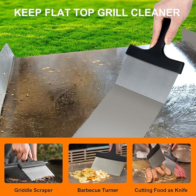 Griddle Cleaning Kit Compatible with Blackstone - Flat Top Grill Cleaner Grill Cleaning Kit with Grill Brick, Griddle Scraper & Grill Brush, Griddle Seasoning Accessories Kit to Remove Stain