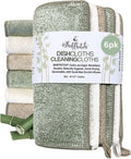 Whiffkitch Dishcloths Dishrags for Kitchen and Household Cleaning 6x7 6-Pack Non-Scratch 2-Ply Weave, Rayon Derived from Bamboo, Absorbent, Washable, Long-Lasting