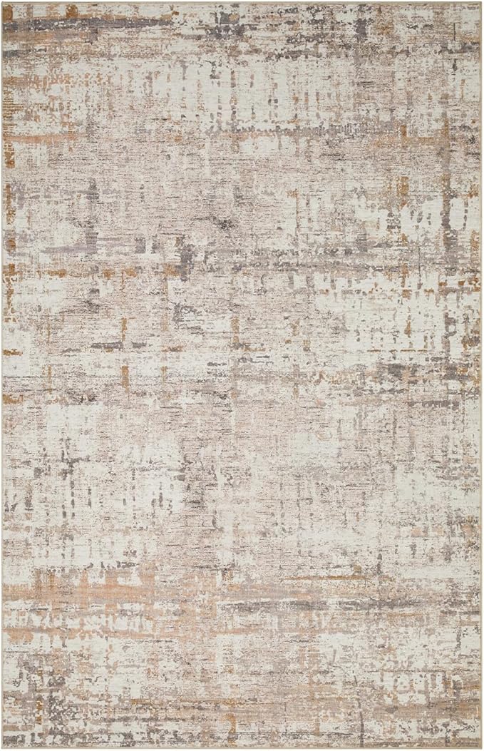 5x7 Area Rugs for Bedroom Living Room,Non-Slip Washable Modern Neutral Abstract Rugs for Dining Room, Foldable Thin Indoor Carpet Stain Resistant(Beige Grey)