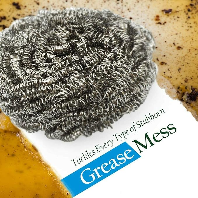 Fuller Brush Stainless Steel Scrubbing Sponges – 2-Pack (2 Sets of 3 = 6 Pieces) – Heavy Duty Kitchen Scour Sponges for Dishes, Pots & Pans