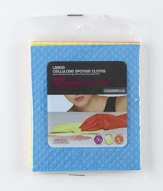 Casabella Cellulose Sponge Cloth, 3 Count, Assorted Colors (Pack of 12)