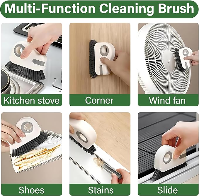 2 in 1 Groove Cleaning Brush with Sprayer, Window Track Cleaning Brush Tools, Sliding Door Track Cleaner, Crevice Cleaning Brush with Hidden Scraperfor Sliding Door Track, 2026 New Hard Bristle