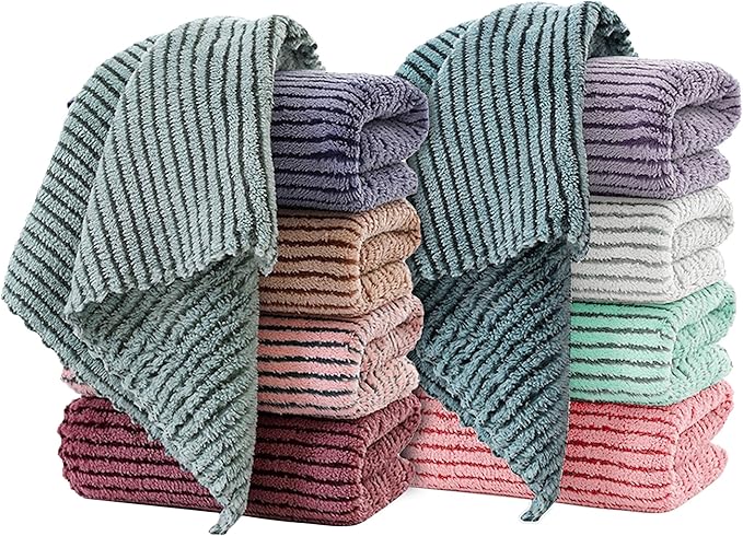 Microfiber Towels Cleaning 12"x12", 10 Pack Highly Absorbent Cleaning Towels, Microfiber Cloth for Washing Dishes, Car, Window Clean Cloth (55-14)