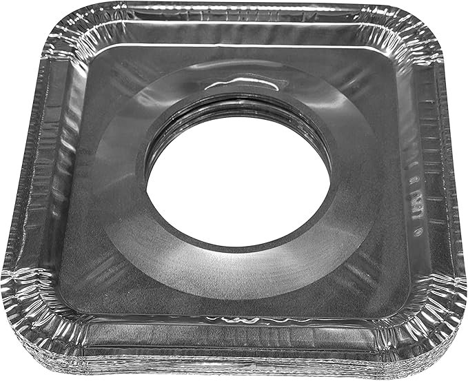 Aluminum Foil Square Gas Burner Disposable Heavy Thick Quality Bib Liners Covers (8.5" Square) from Cavalier (400 Pack)