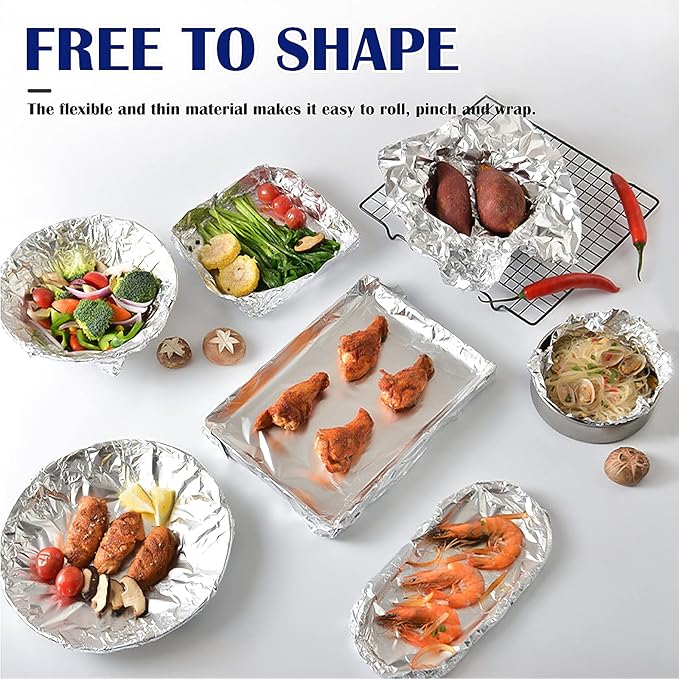 Aluminum Foil Wrap 75 Feet Long Heavy Duty Food Foil Wrap Kitchen Rap Suitable for Cooking, Roasting, Baking,BBQ and Family Parties